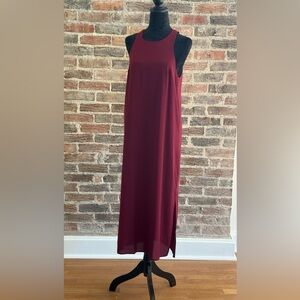 Lumiere Burgundy Maxi Dress Sleeveless Side Slit Minimalist Dress M
